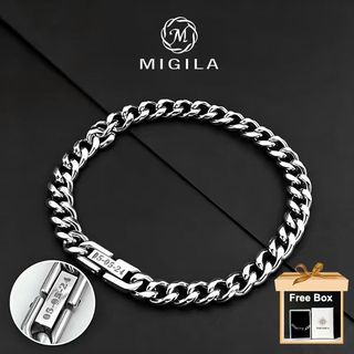 Vòng tay MIGILA Cuba dành cho nam và nữ, Tên tùy chỉnh, TitaniumSteel Không xỉn màu Quà tặng tốt nhất cho BF / GF