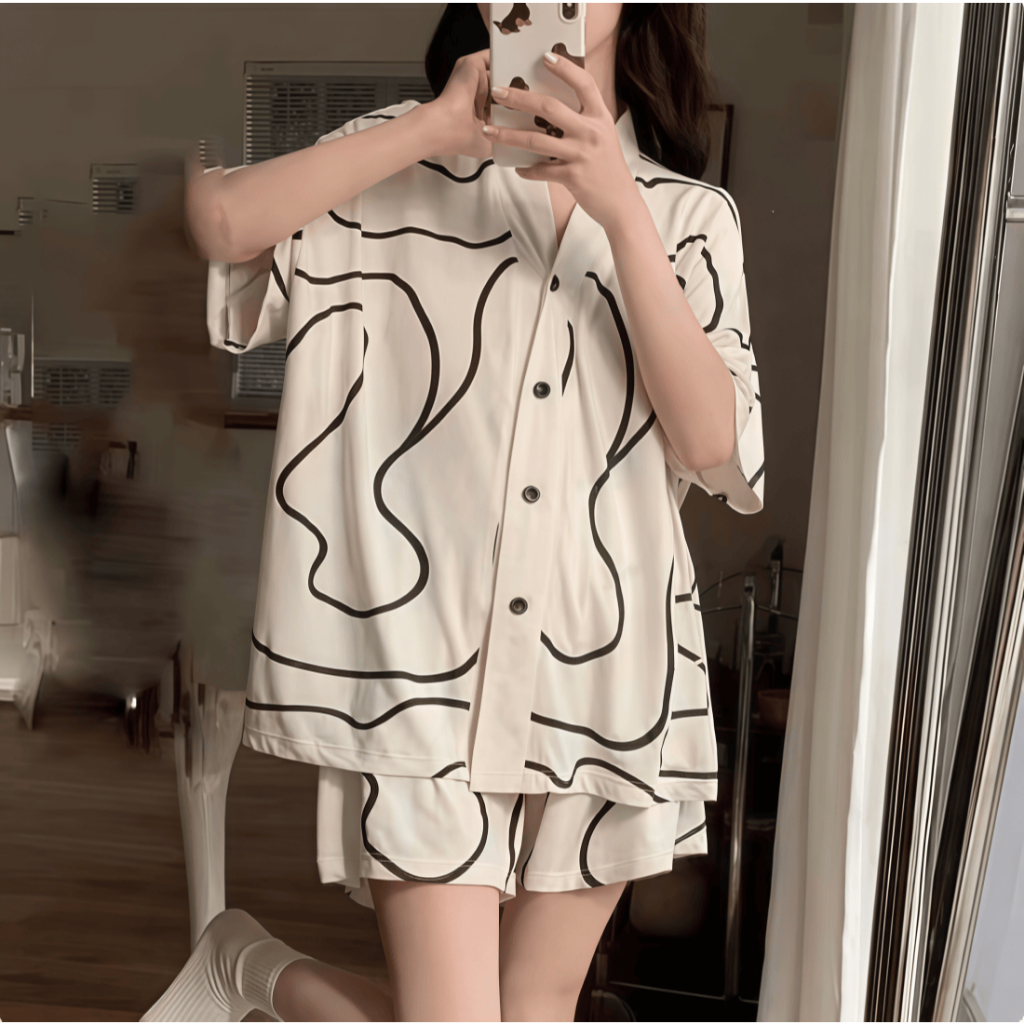 Set đồ ngủ nữ nhiều họa tiết [BÁN CHẠY TRÊN INS] - Form rộng thoải mái, phong cách Hàn Quốc