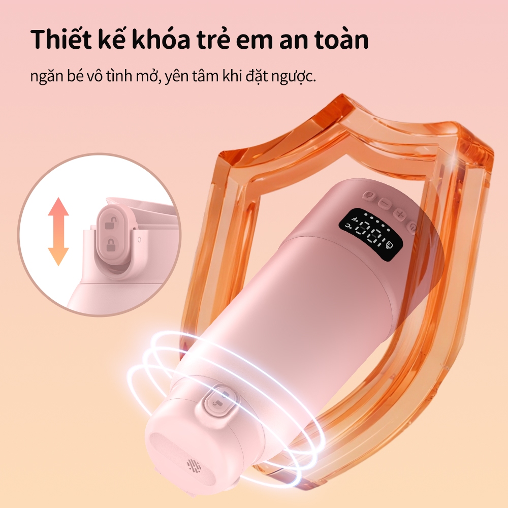 Helalife T7 Di Động Sữa Ấm Sữa Điều Chỉnh Sữa Nồi Hơi Cốc Nước Hút Chân Không Giữ Nhiệt Cốc