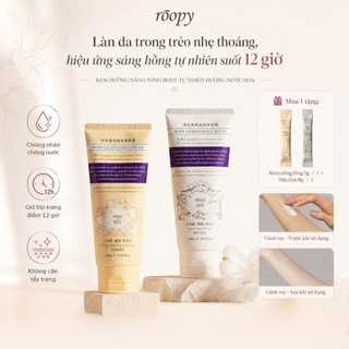 Roopy Kem dưỡng body trắng da hương thơm 130g - 2 trong 1 cách nhiệt + che khuyết điểm, không bột, không vón cục, chống nước chống mồ hôi, phù hợp cho học sinh/người bận rộn