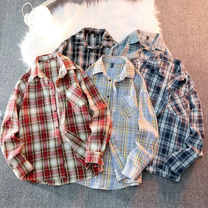 Nam Công Sở Màu Đen Dài Tay Kiểm Tra Áo Sơ Mi Màu Đỏ Rời Cotton Oversize Kẻ Sọc Áo Sơ Mi Thường Ngày