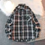 Nam Công Sở Màu Đen Dài Tay Kiểm Tra Áo Sơ Mi Màu Đỏ Rời Cotton Oversize Kẻ Sọc Áo Sơ Mi Thường Ngày