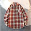 Nam Công Sở Màu Đen Dài Tay Kiểm Tra Áo Sơ Mi Màu Đỏ Rời Cotton Oversize Kẻ Sọc Áo Sơ Mi Thường Ngày