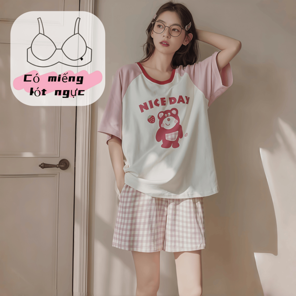 Hoạt Hình Dễ Thương Dachshund Bộ Đồ Ngủ Cho Chó Nữ Có Miếng Lót Ngực Mùa Hè Có Thể Mặc Bên Ngoài Tay Ngắn In Hình Sinh Viên Homewear Bộ Đồ Hai Mảnh