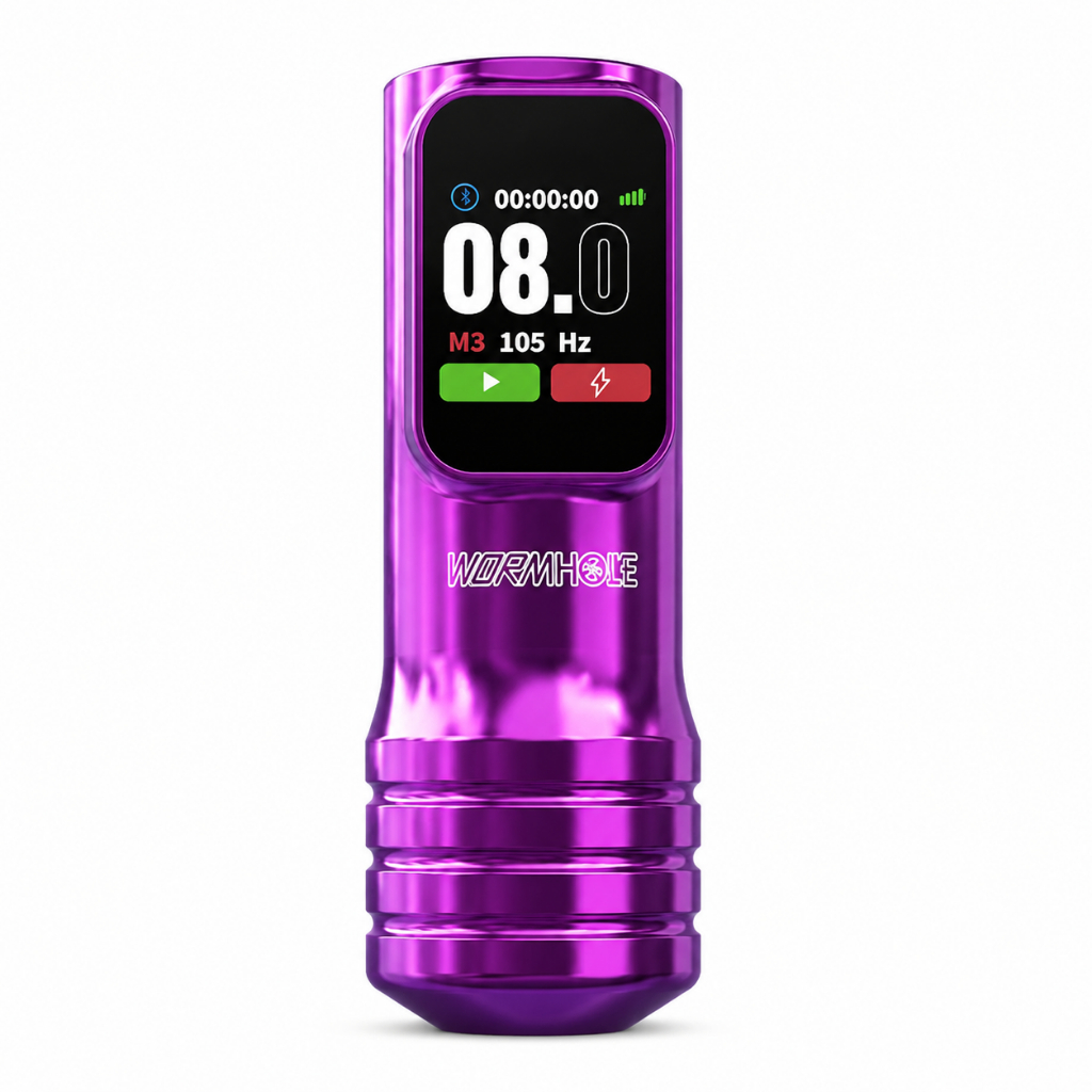 Bút xăm không dây Wormhole - 8V 8000RPM, 7 nét có thể điều chỉnh, màn hình LCD, sạc nhanh Type-C