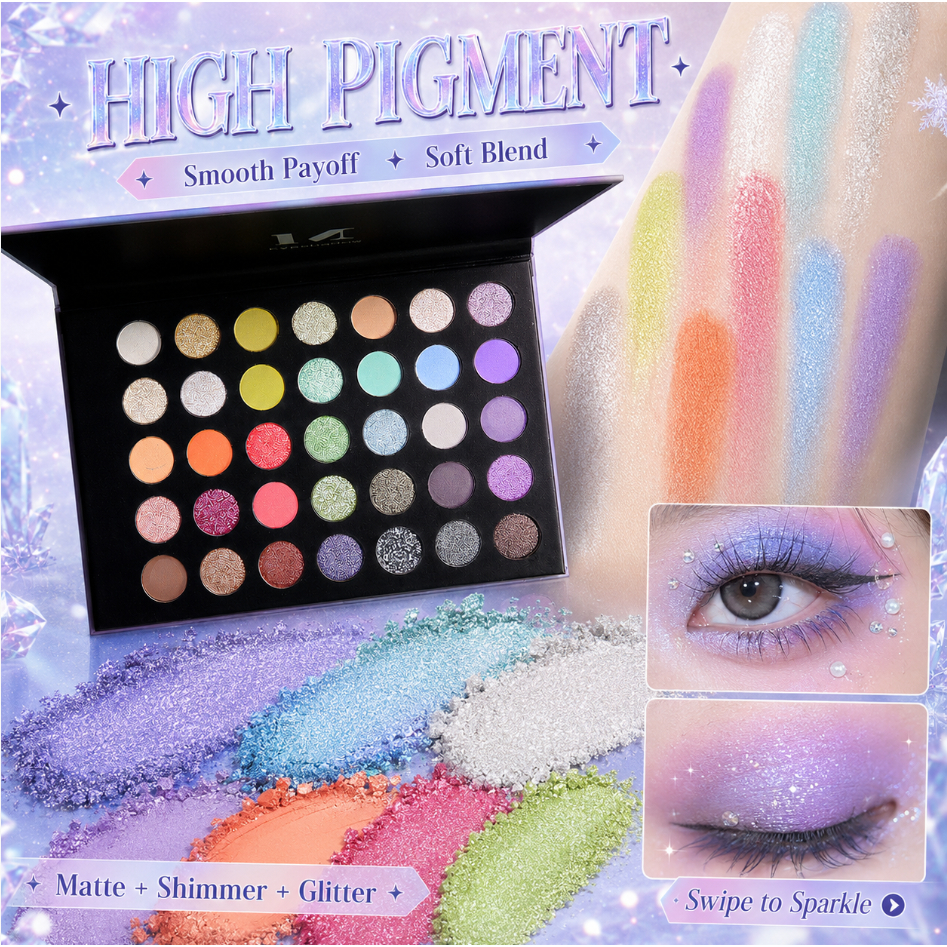 [XT] Bảng Phấn Mắt 35 Màu Siêu Pigmented Chủ Đề Nghệ Thuật Chất Phấn Mịn Lì Và Nhũ Lấp Lánh Makeup Chuyên Nghiệp