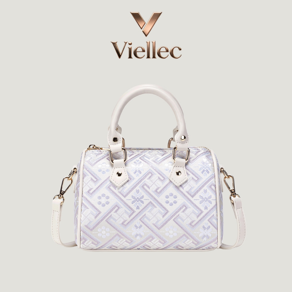 Viellec Túi Tote mini Nữ Họa Tiết Thổ Cẩm Phong Cách Dân Tộc Đeo Vai Gối Nhỏ
