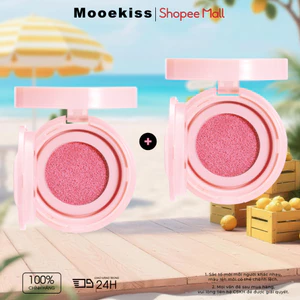 Phấn má hồng đệm di động Mooekiss tích hợp Puff & Mirror, Hydrating & Skin-Fetting cho một cái nhìn tự nhiên, trần