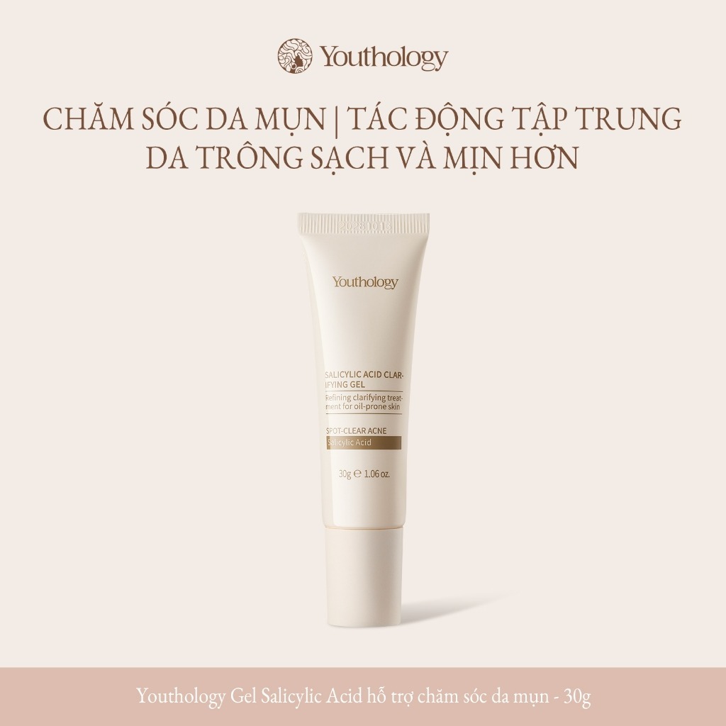 Youthology Gel Salicylic Acid hỗ trợ chăm sóc da mụn 30g làm sạch lỗ chân lông, giảm mụn nhọt & đỏ, da mịn màng & khỏe mạnh
