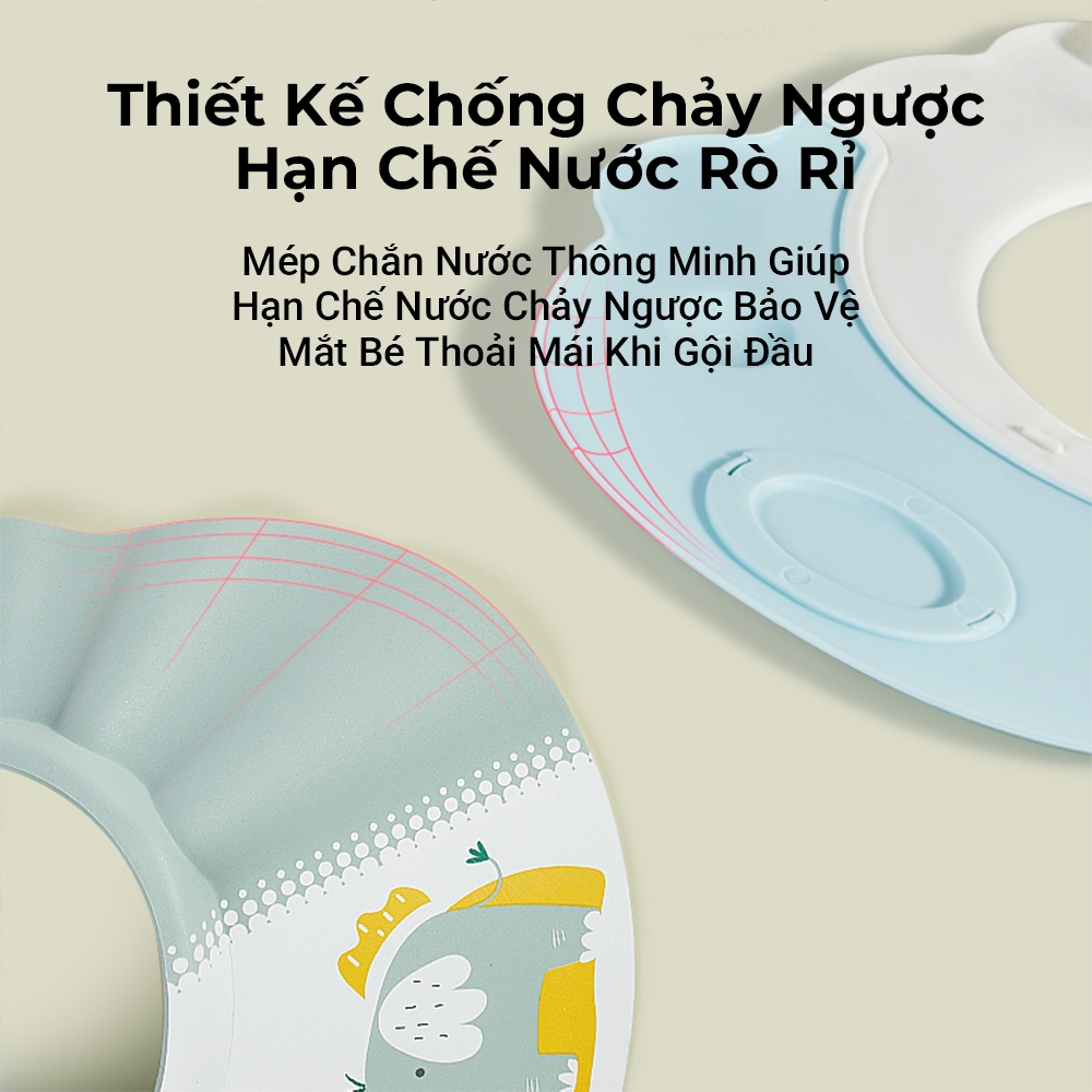 Mũ Gội Đầu Cho Bé Bebear Chống Nước Bảo Vệ Tai Mũ Tắm Gội Trẻ Em