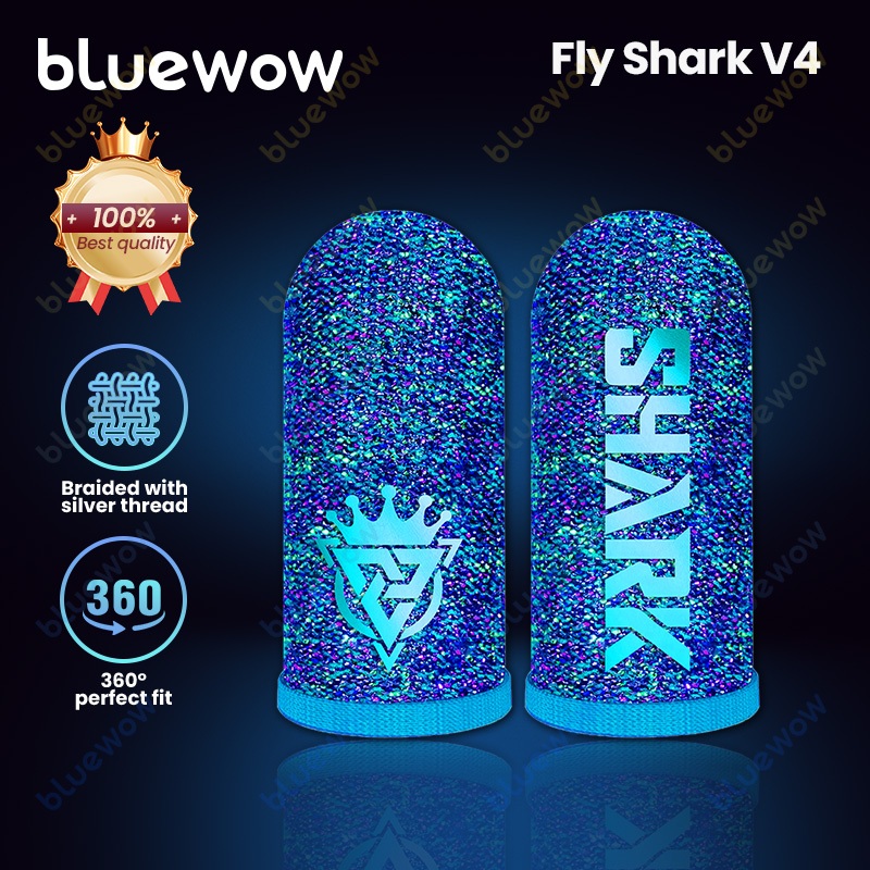 [Thiết kế phát sáng] Tay áo chơi game BlueWow, Găng tay ngón tay cái màn hình cảm ứng thoáng khí chống mồ hôi để chơi game trên di động, Kiểm soát nhạy cảm & Không ma sát cho PUBG / COD / Genshin