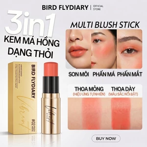 Bird Flydiary Phấn Má Hồng 3-trong-1 Dạng Kem Tạo Hiệu Ứng Căng Bóng Dễ Tán Không Bị Lem Bền Màu Chống Nước Phù Hợp Người Mới Bắt Đầu Tông Màu Tự Nhiên Phong Cách Drewy Blush Stick Makeup Hàn Quốc