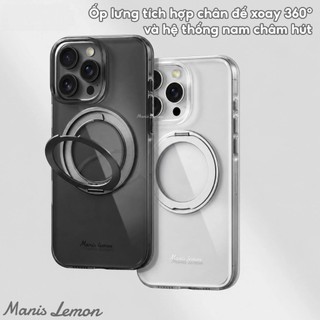 Ốp Lưng Manis Lemon Trong Suốt Từ Tính, Chân Đế Xoay 360°, Bảo Vệ Camera, Hỗ Trợ Sạc Magnetic, Cho iPhone 17 16 15 14 Pro Max