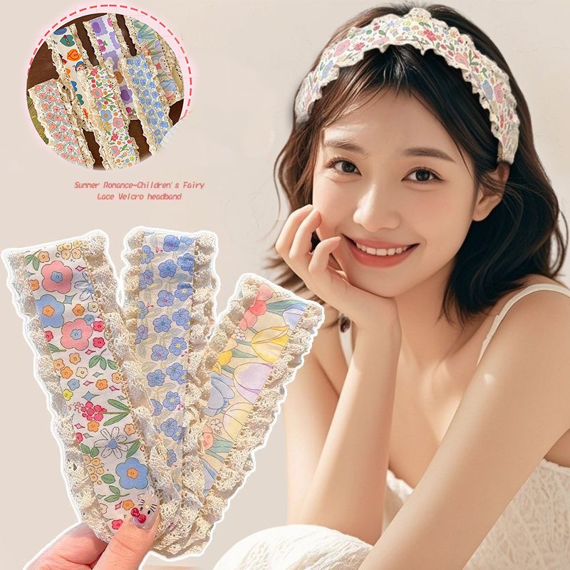 ⭐DH⭐ Băng Đô Ngọt Hoa Dệt Kim Viền Ma Thuật Miếng Dán Cô Gái Đầu Trán Tóc Dán Phụ Kiện