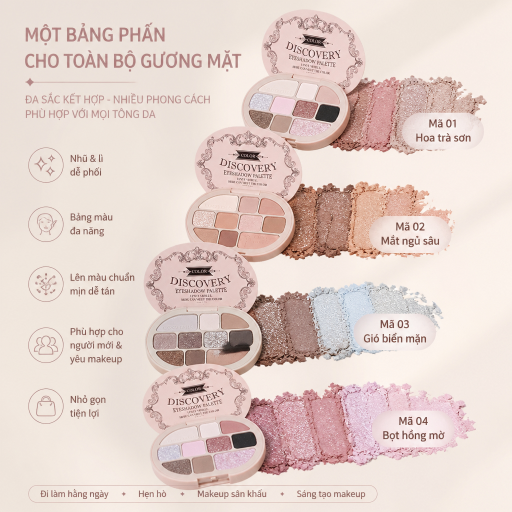 GOGO TALES 【Palette mắt 10 màu】 - Mắt nâu đất, kiêm highlighter, tạo khối, phong cách Lolita dễ thương