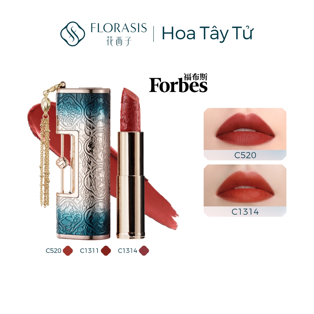 Florasis ( Hoa Tây Tử) Son Blooming Rouge Love Lock – Chất lì mịn, nhẹ môi, bền màu lâu trôi