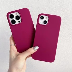 Màu đỏ tím (Chất lượng cao) cho iPhone 17 / 16 / 15 / 14 / 13 / 12 / 11 / Pro Max Air mini Xs Max Xr 7 8 Plus SE Vỏ điện thoại silicon lỏng bảo hiểm toàn diện