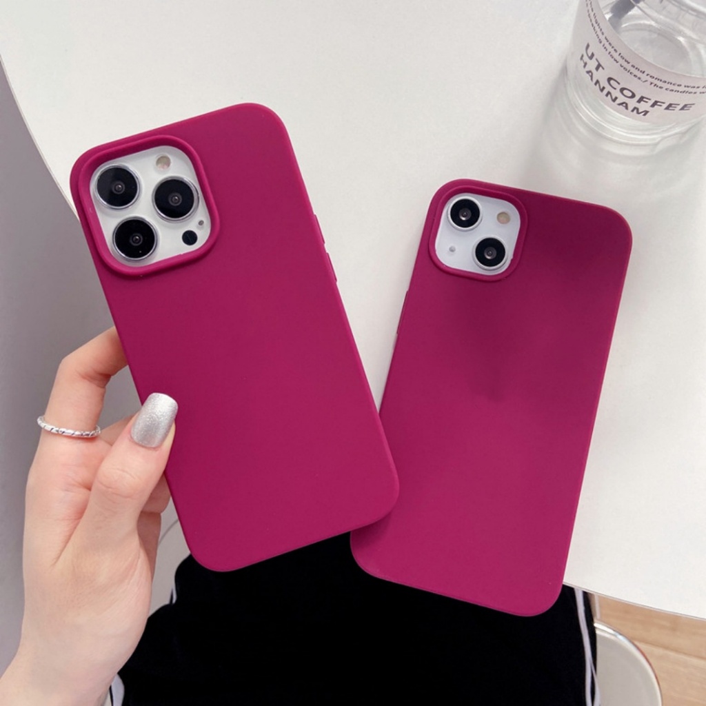 Màu đỏ tím (Chất lượng cao) cho iPhone 17 / 16 / 15 / 14 / 13 / 12 / 11 / Pro Max Air mini Xs Max Xr 7 8 Plus SE Vỏ điện thoại silicon lỏng bảo hiểm toàn diện