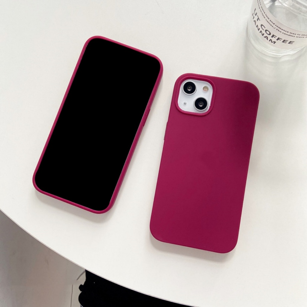Màu đỏ tím (Chất lượng cao) cho iPhone 17 / 16 / 15 / 14 / 13 / 12 / 11 / Pro Max Air mini Xs Max Xr 7 8 Plus SE Vỏ điện thoại silicon lỏng bảo hiểm toàn diện