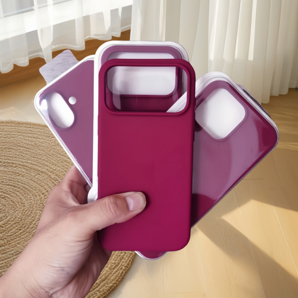 Màu đỏ tím (Chất lượng cao) cho iPhone 17 / 16 / 15 / 14 / 13 / 12 / 11 / Pro Max Air mini Xs Max Xr 7 8 Plus SE Vỏ điện thoại silicon lỏng bảo hiểm toàn diện