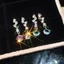 Bạc Sóng Tròn Zircon Thả Bông Tai Màu Hồng Lớn Tròn Zircon Tòn Ten Bông Tai Sáng Bóng Tuyến Tính Dây Chuyền Bông Tai Dài Nữ Trang Sức Hàng Ngày