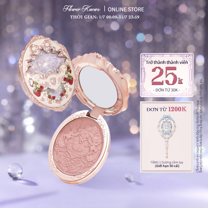 Phấn má hồng FLOWER KNOWS Strawberry Rococo 5g họa tiết dập nổi