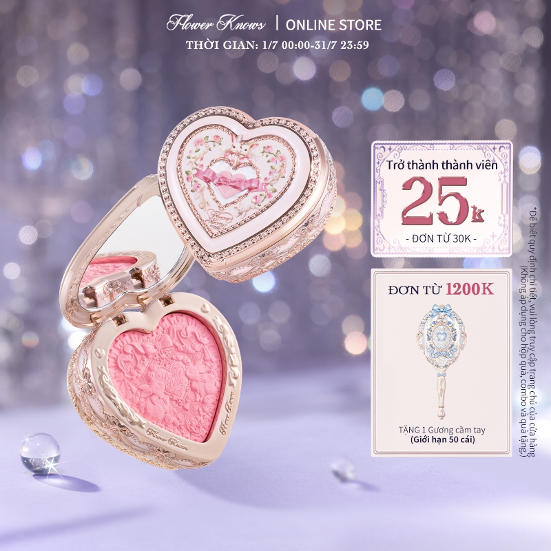 Phấn Má Hồng Flower Knows Bunny Garden Bộ sưu tập Blush Sáng Tự Nhiên Xả Lâu Dài Mềm 5g