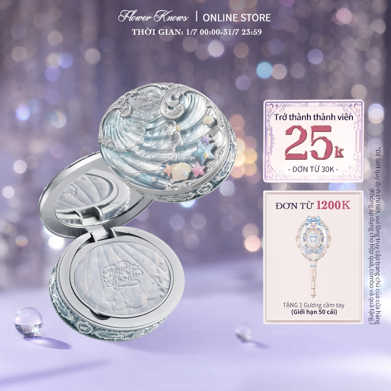 Phấn Phủ Nén Flower Knows Shell 's Jewel Bộ sưu tập Kiềm Dầu Che Khuyết Điểm 9g