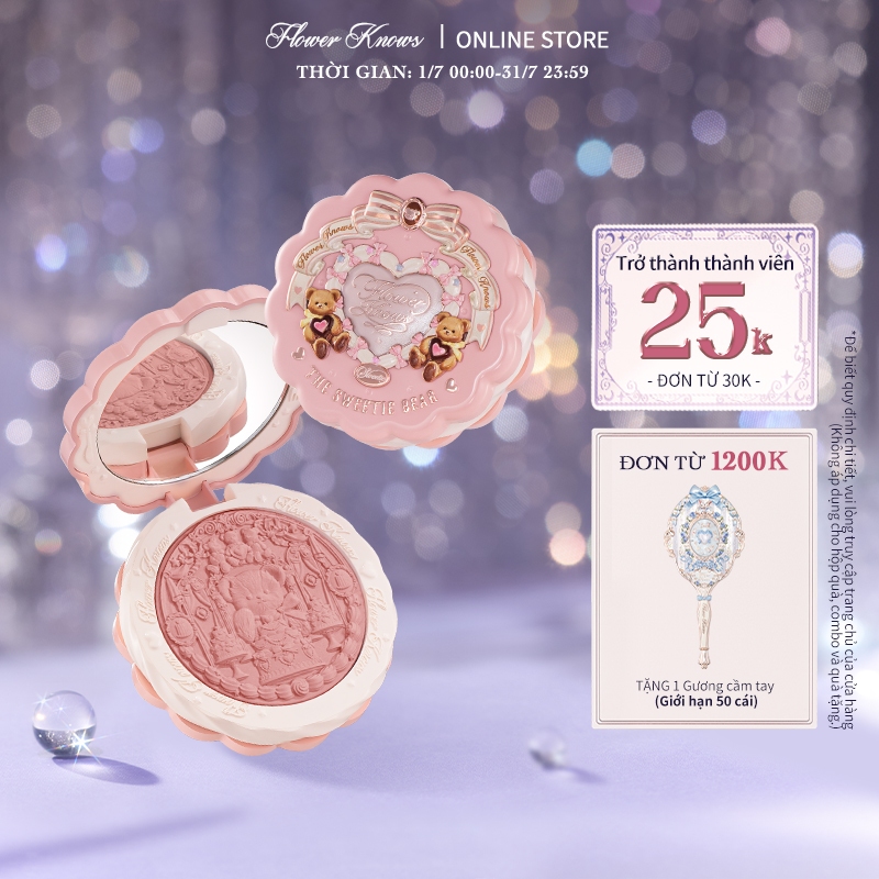 Phấn má hồng Silk Satin Collection Flower Knows The Sweetie Bear Blush 5g