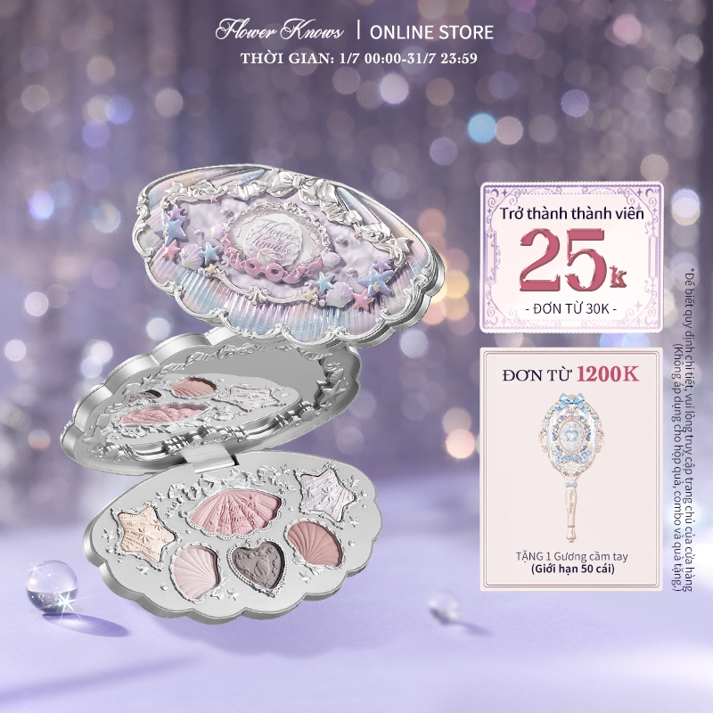 Phấn Mắt Flower Knows Shell 's Jewel Collection Bảng trang điểm 6 màu 6.5g
