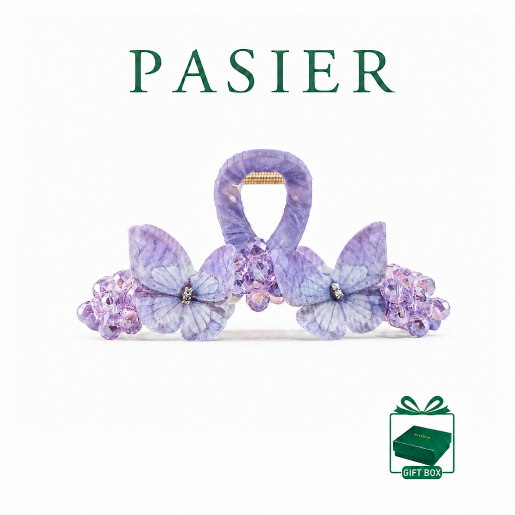 PASIER Pha Lê Bướm Vuốt Tóc Dreamy Pháp Tulle Thanh Lịch Lớn Kẹp Tóc Sang Trọng Phụ Kiện Tóc KJ0018