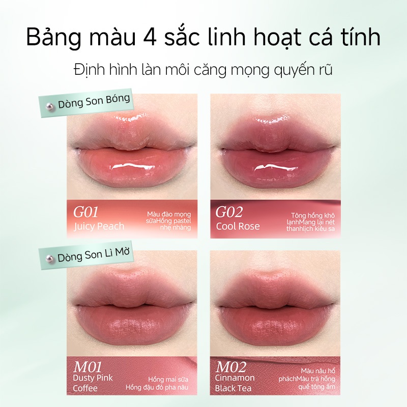 Little Ondine Son kem môi dưỡng ẩm, lên màu chuẩn, kết bụi mờ mềm mị, giữ màu lâu trôi 3g