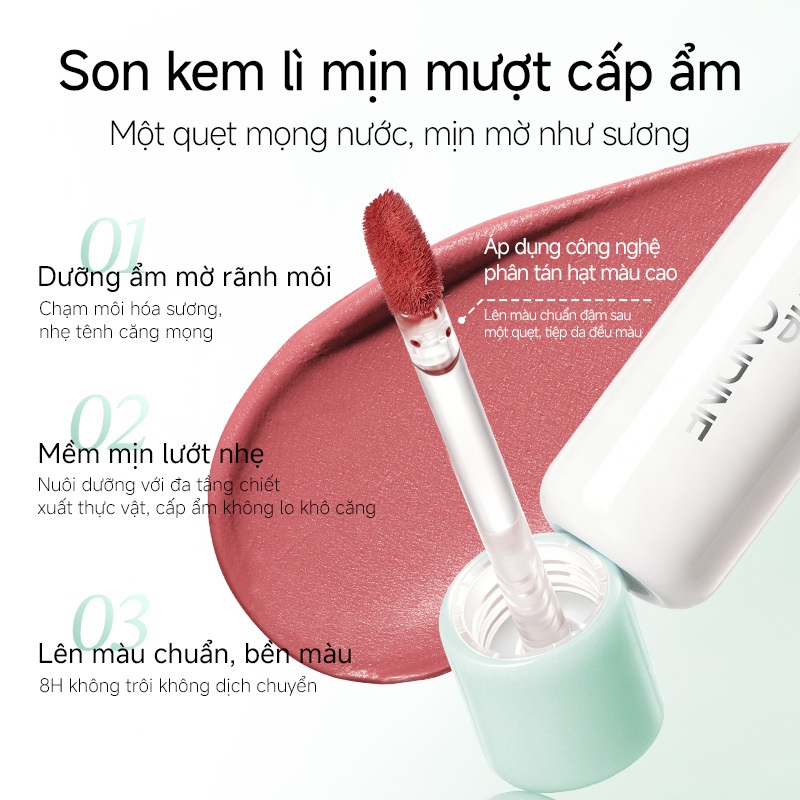 Little Ondine Son kem môi dưỡng ẩm, lên màu chuẩn, kết bụi mờ mềm mị, giữ màu lâu trôi 3g