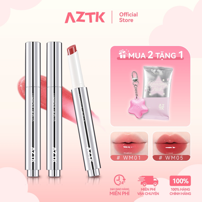 AZTK Son Thỏi Bóng Căng Bóng Mềm Môi Ẩm Mượt Tự Nhiên Màu Đẹp 1.9g