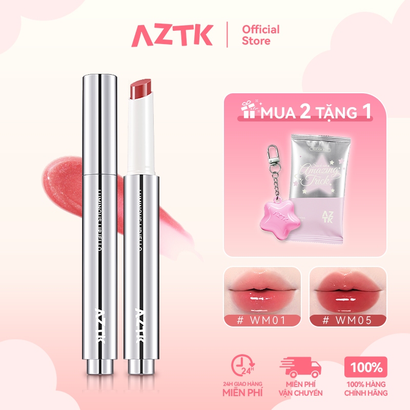 AZTK Son Thỏi Bóng Căng Bóng Mềm Môi Ẩm Mượt Tự Nhiên Màu Đẹp 1.9g