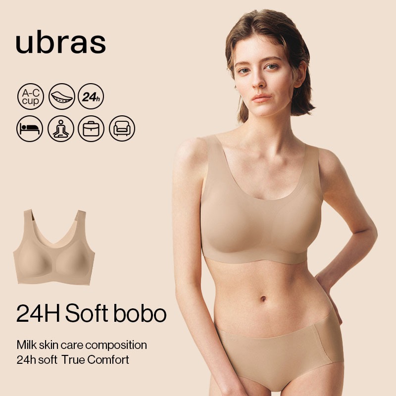 ubras【24h Soft bobo bra】vest underwear,freesize bra,seamless Bra, with removable pads,no marks