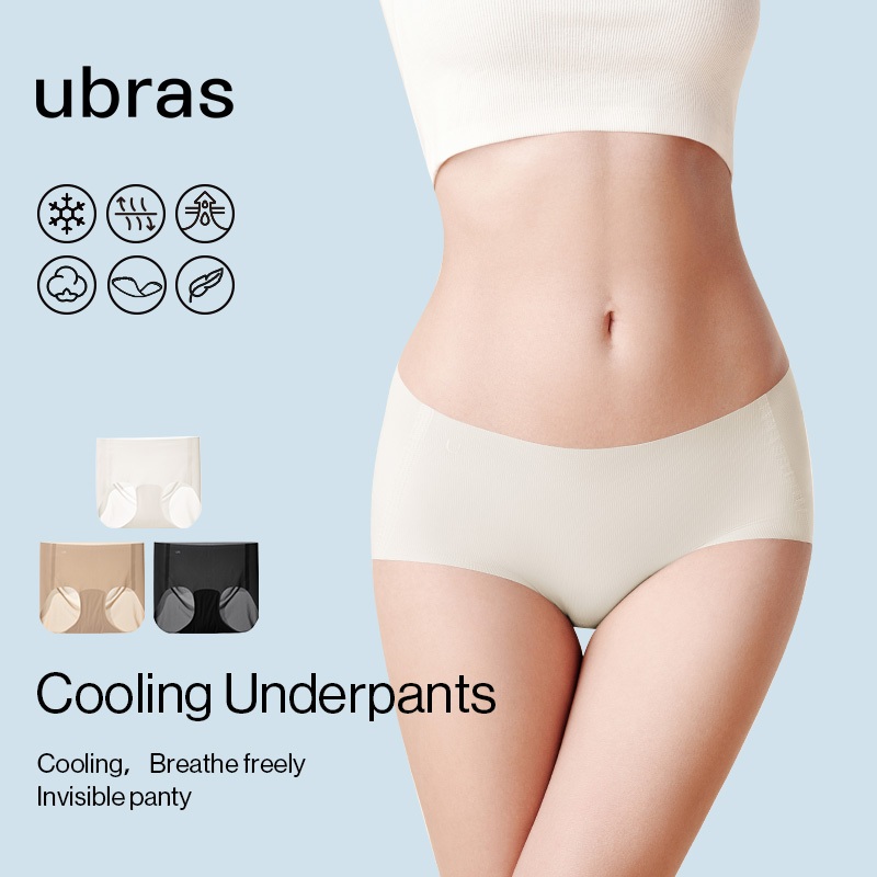 ubras【3pcs】Mid-rise women's cotton underwear, antibacterial breathable fabric, soft snug fit