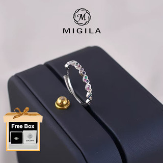 MIGILA Tiny Rainbow Heart Mở Nhẫn bạc có thể điều chỉnh Dainty Nhẫn đeo tay có thể xếp chồng lên nhau Chống thấm nước và không dễ phai.
