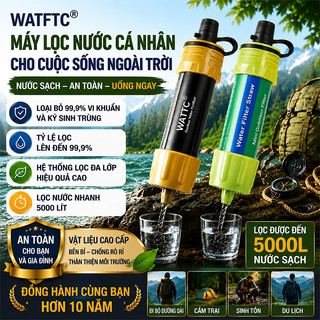 Watfac Máy lọc nước Mini ngoài trời Bộ lọc cắm trại Vật dụng sinh tồn Ống lọc nước