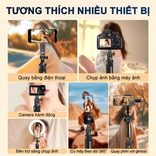 M3 MAX Gậy Chụp Ảnh Đa Năng – 3 in 1 Gậy selfie kiêm chân tripod, Dài 1.85m có thể điều chỉnh, Xoay 720 độ, Tay cầm cân bằng quay phim, Ốc vít chuẩn 1/4 (Tương thích với máy ảnh/Pocket3/ GoPro/đèn livestream)