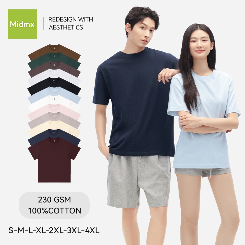 Áo Phông Nam Nữ Unisex Form Rộng form rộng 230gsm Form Rộng Cổ Tròn Unisex Nam Nữ Basic