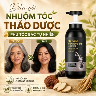 Dr.ville Dầu Gội Hà Thủ ô Dầu Gội đen Tóc Thảo Dược đầu Dầu Gội Phủ Bạc Dầu Gội Cỏ Cây Hoa Lá Dầu Gội Nhuộm Tóc Bubble 300ML
