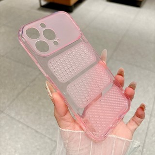 Lỗ tản nhiệt cửa sổ lớn siêu mỏng TPU vỏ điện thoại màu đỏ mới phù hợp cho iPhone 11 12 13 14 15 16 17 Pro Max bao gồm tất cả vỏ mềm chống rơi
