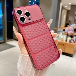 Lỗ tản nhiệt cửa sổ lớn siêu mỏng TPU vỏ điện thoại màu đỏ mới phù hợp cho iPhone 11 12 13 14 15 16 17 Pro Max bao gồm tất cả vỏ mềm chống rơi