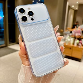 Lỗ tản nhiệt cửa sổ lớn siêu mỏng TPU mờ Ốp điện thoại trong suốt phù hợp cho iPhone 11 12 13 14 15 16 17 Pro Max bao gồm tất cả vỏ mềm chống rơi