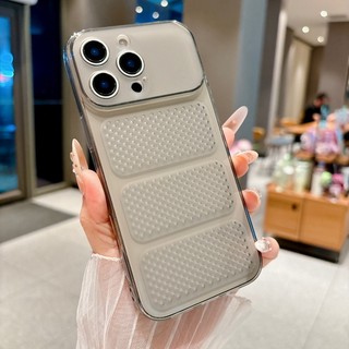 Lỗ tản nhiệt cửa sổ lớn siêu mỏng TPU mờ Ốp điện thoại trong suốt phù hợp cho iPhone 11 12 13 14 15 16 17 Pro Max bao gồm tất cả vỏ mềm chống rơi