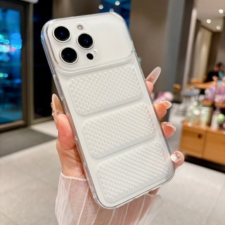 Lỗ tản nhiệt cửa sổ lớn siêu mỏng TPU mờ Ốp điện thoại trong suốt phù hợp cho iPhone 11 12 13 14 15 16 17 Pro Max bao gồm tất cả vỏ mềm chống rơi