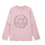 Unisex Vintage Chữ Vòng Tròn Logo Rách Giả Hai Mảnh Xanh Hải Quân, Tay Dài Màu Tím Taro