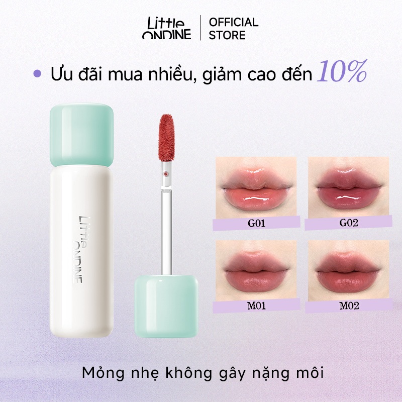 Little Ondine Son kem môi dưỡng ẩm, lên màu chuẩn, kết bụi mờ mềm mị, giữ màu lâu trôi 3g