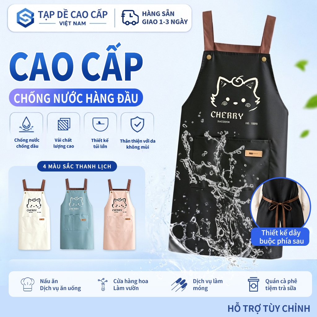 Tạp dề chống nước, phù hợp cho nhà bếp gia đình, nấu ăn, làm tạp dề nail, chống nước, bền và đẹp